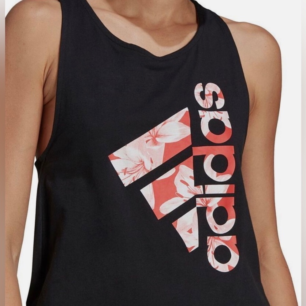 adidas razorback tank women's black pink and white floral
